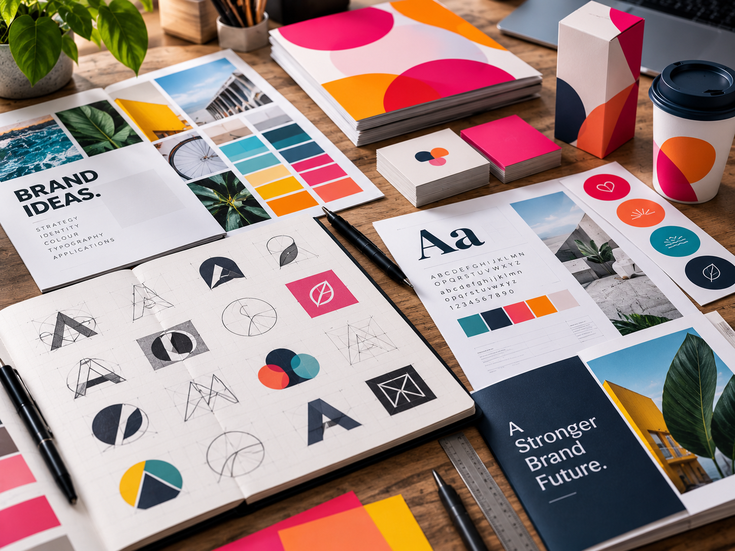 Branding and logo design including visual identities, colour palettes and brand guidelines by JME